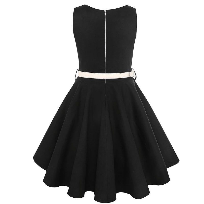 HB HBB MAGIC Girls Vintage Dress 50s Retro Twirling Special Occasion Dresses Size 6-14 Sleeveless Kids Dress Black - Image 3